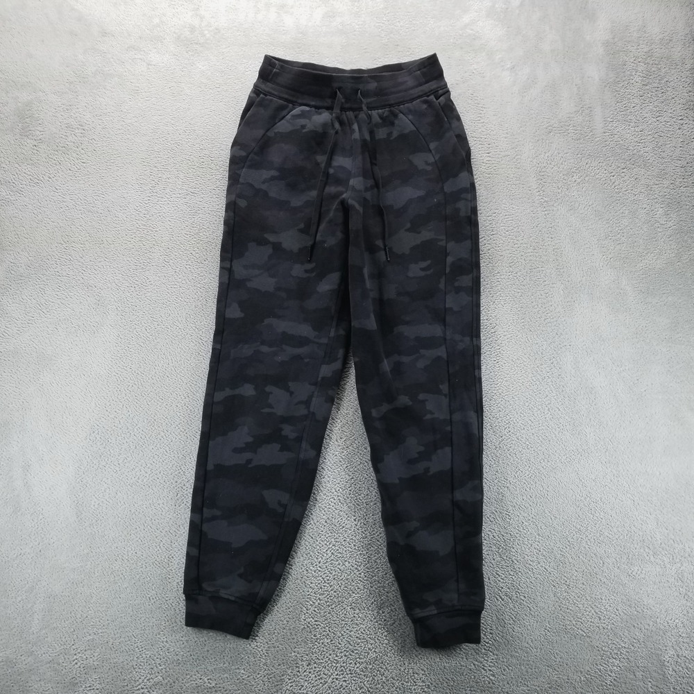 Lululemon Pants Womens 4 Black Camo Scuba Jogger Sweatpants Drawstring High Rise